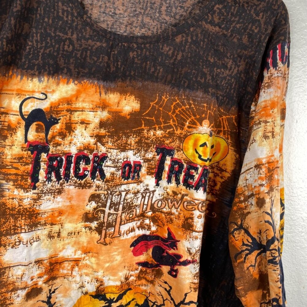 Liz & Me Collectors Series Top Halloween Trick Or Treat Sequins Multicolor Sz 3X - Picture 4 of 9
